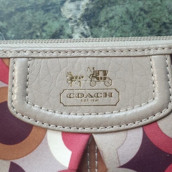 Coach Signature Patterned Leather Wristlet - Picture 4 of 7